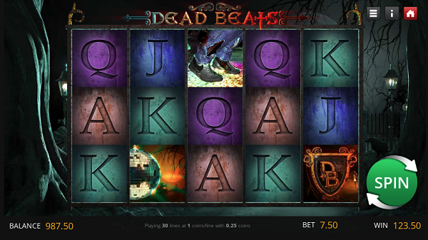 Free spins Win of $123.50 using Auto Play on Dead Beats