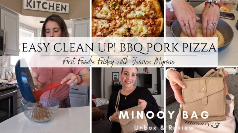 BBQ Pork Pizza Easy Clean Up: First Foodie Friday March | Minooy Handbag Unbox & Review |