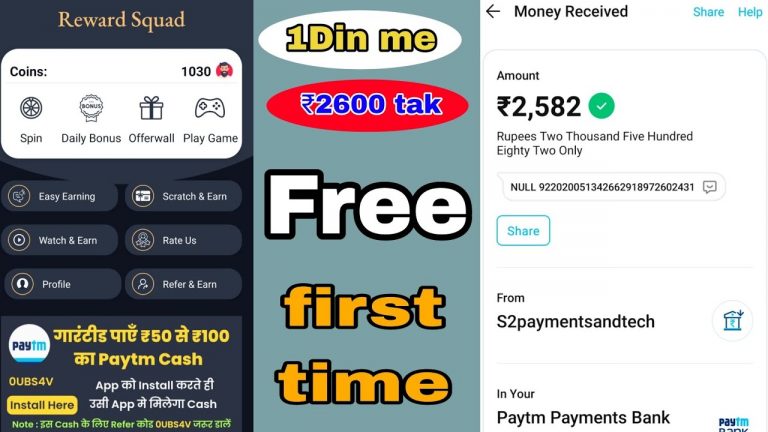 Best earning app instant receive money Paytm,upi,Bank,Paypal free fire,pubg, Google Play and others