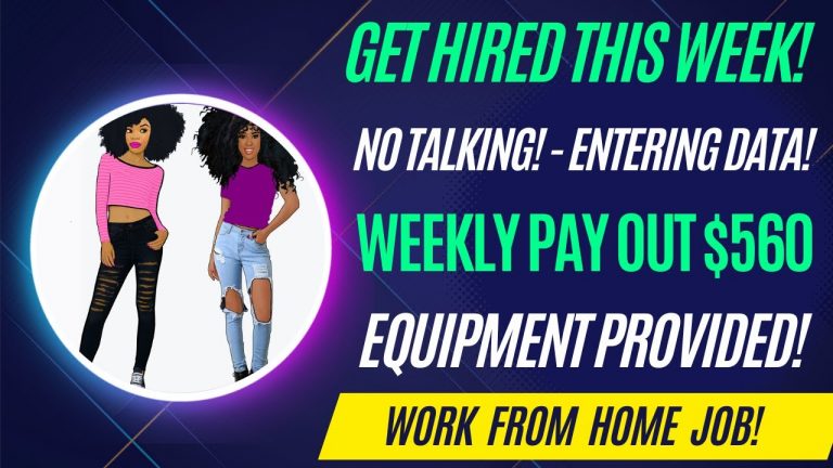 Get Hired This Week! No Talking! Entering Data Equipment Provided Weekly Pay $560 Work From Home Job