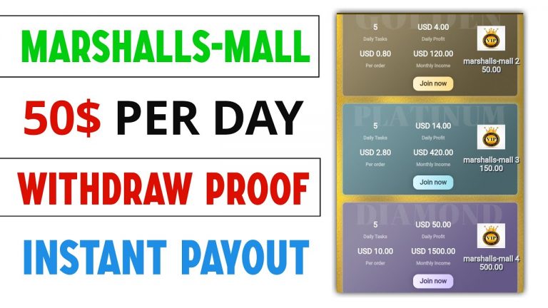 Marshalls-mall – New USDT Earning Website | Earn USDT Daily With Complete Task | USDT Withdraw Proof