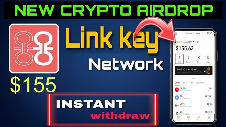 New Crypto Airdrop 2023 – claim FREE $155 linkkey network token in browser #airdrop #nft #piindia