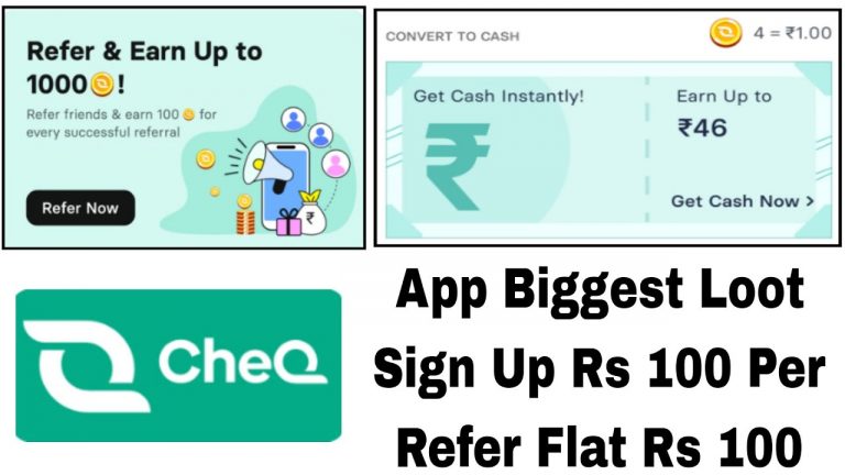 cheq app refer and earn flat rs 100 cashback | cheq app credit card bill payment | cheq app