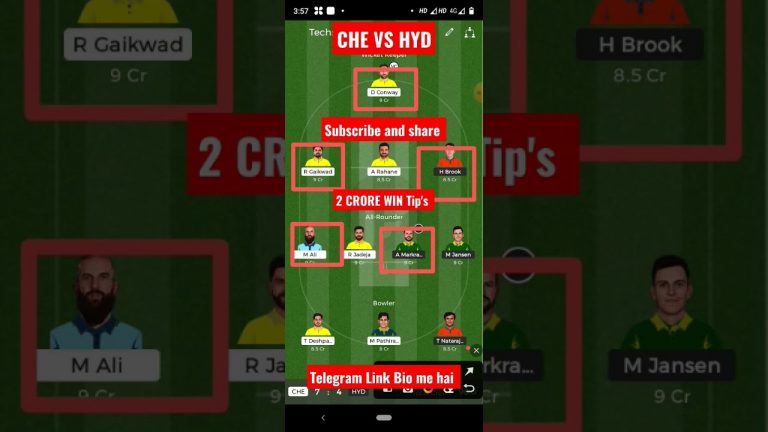 Csk vs srh match dream11 Team l hyd vs che Fantafeat prediction l gl 2 crores win tips #shorts