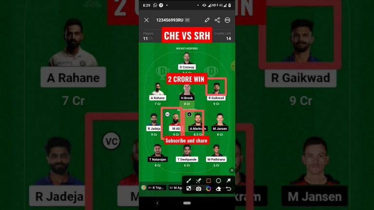 Csk vs srh match dream11 Team l srh vs che dream11 prediction l gl 2 crores win tips #shorts