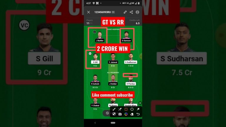 Gt vs rr t20 match dream11 Team l rr vs gt dream11 prediction l gl 2 crores win tips