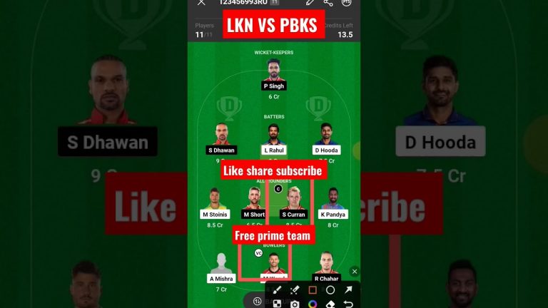 Lkn vs pbks tata ipl t20 match dream11 Team l pbks vs lkn dream11 prediction l gl 2 crores win tips