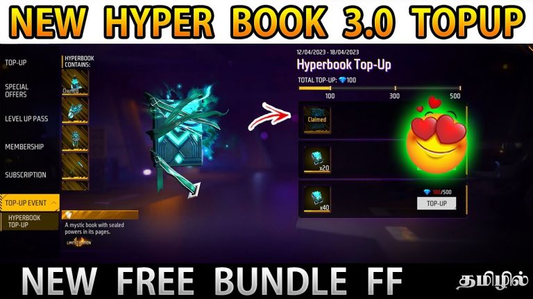 New Hyper Book 3.0 Topup Event in Free FIre Tamil | New Free Bundle & Ranked No Rp Cards