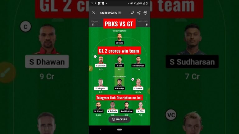 Pbks vs gt t20 match dream11 Team l gt vs pbks dream11 prediction l gl 2 crores win tips