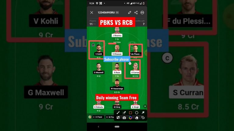 Pbks vs rcb match dream11 Team l rcb vs pbks dream11 prediction l gl 2 crores win tips #shorts