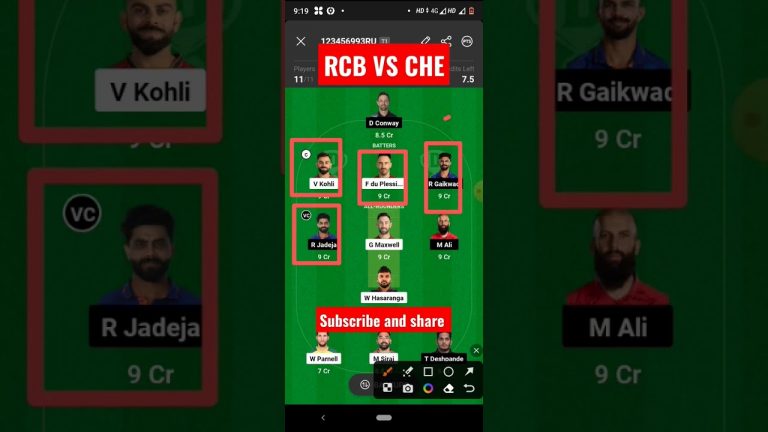 Rcb vs che match dream11 Team l csk vs rcb dream11 prediction l gl 2 crores win tips