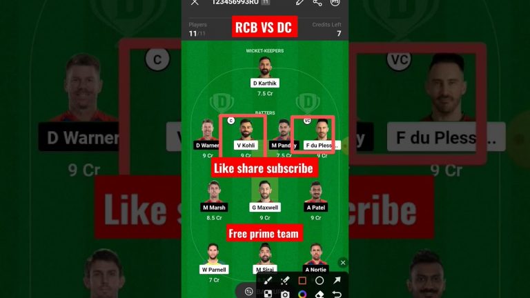 Rcb vs dc tata ipl t20 match dream11 Team l dc vs rcb dream11 prediction l gl 2 crores win tips