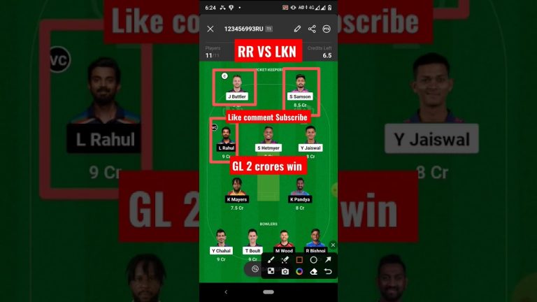 Rr vs lkn match dream11 Team l lkn vs rr dream11 prediction l gl 2 crores win tips