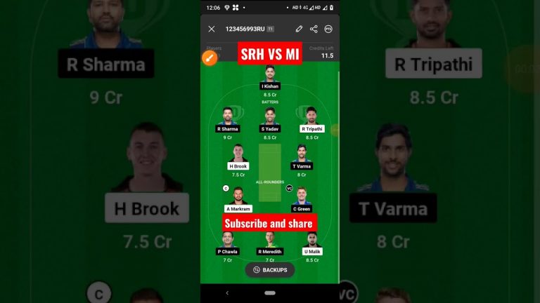 Srh vs mi match dream11 Team l mi vs srh dream11 prediction l gl 2 crores win tips