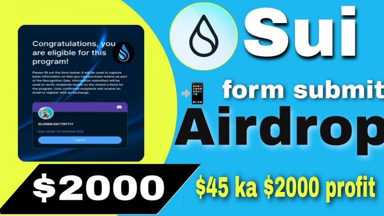 sui airdrop – form submit karo | new airdrop | 45$ ka $2000 banega | sui wallet airdrop #sui