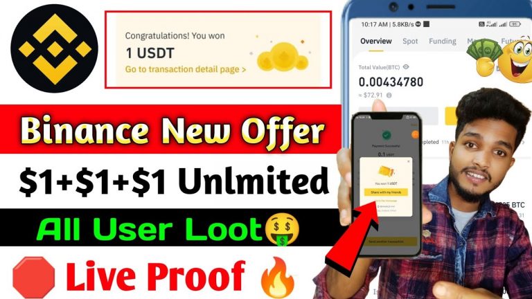 Binance New Offer || $1+$1 Unlmited Loot|| All User Offer || New Crypto Loot Today