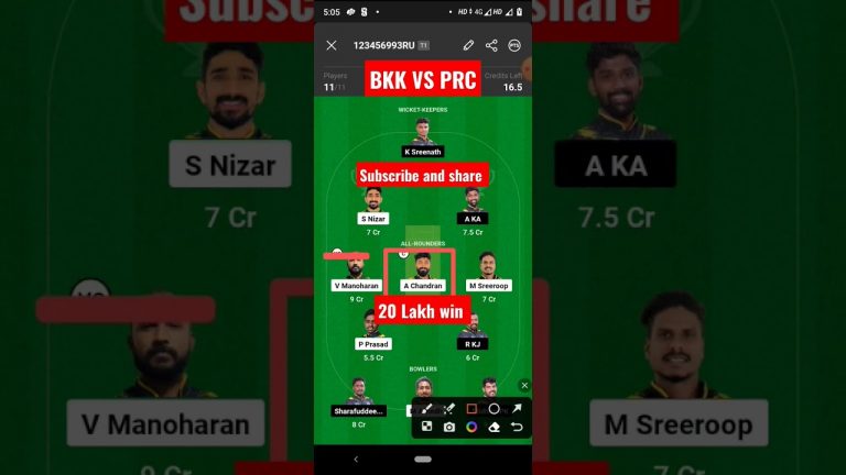 Bkk vs prc l prc vs bkk T20 match dream 11 team l c and VC tips l gl winning tips