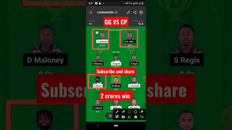 Gg vs cp dream 11 GL team l cp vs gg dream11 Team l gl winning l today dream11 prediction