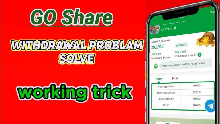 Go share withdrawal problem solve !! working trick !!