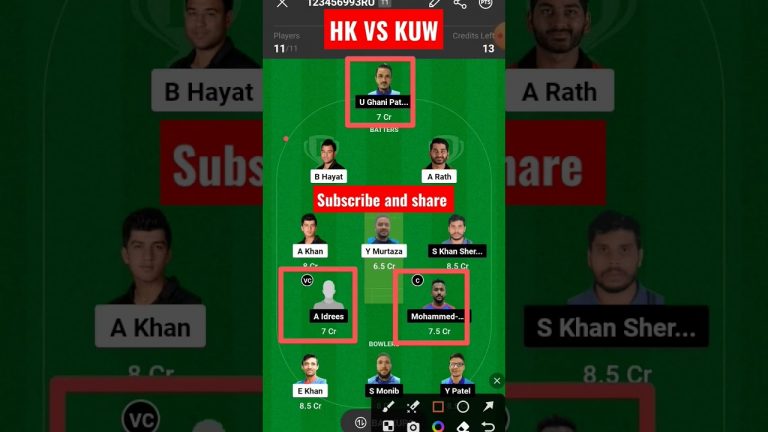 Hk vs kuw Match dream11 Team l kuw vs hk dream11 prediction l gl 2 crores win tips #shorts