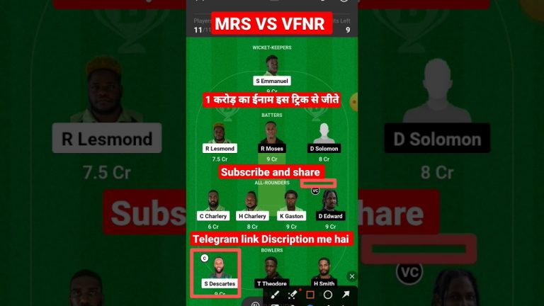 Mrs vs vfnr Match dream11 gl Team l vfnr vs mrs dream11 prediction lgl 1st prize 2 crores win tips