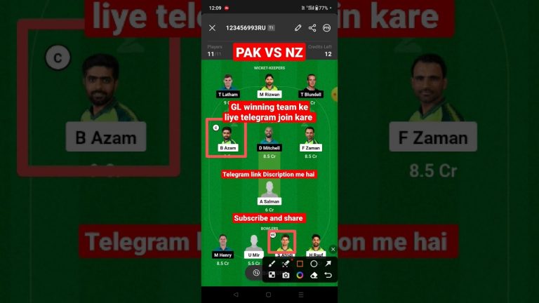 Pak vs nz dream 11 GL team l nz vs pak dream11 Team l 22 lakh win tips l win GL team