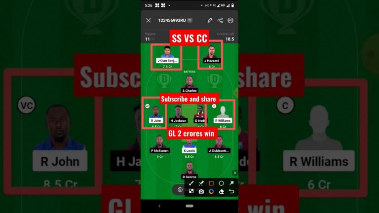 Ss vs cc Match dream11 gl Team l cc vs ss dream11 prediction lgl 1st prize 2 crores win tips #shorts