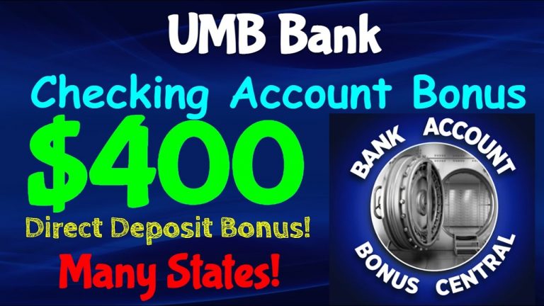 UMB Bank $400 Direct Deposit Bonus! Many States! Limited Time Offer!