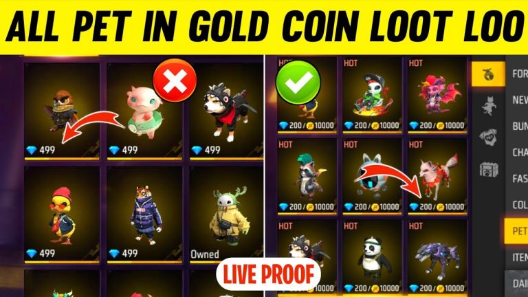 All Pet In Gold Free Fire ! Gold se Pet Kaise Milega ! 10000 Gold Me Pet Kaise Le ! All Pet In Gold