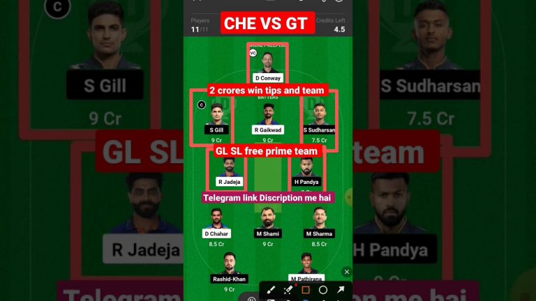 Che vs gt Match dream11 gl Team l gt vs csk dream11 prediction l gl 1st prize 2 crores win tips