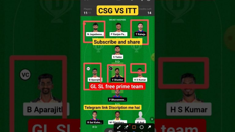 Csg vs itt Match dream11 gl Team l itt vs csg dream11 prediction l gl 1st prize 2 crores win tips