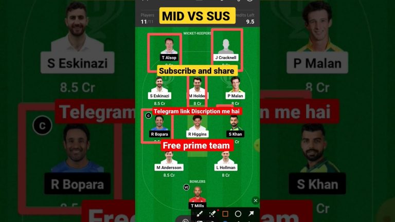 Mid vs sus Match dream11 gl Team l sus vs mid dream11 prediction l gl 1st prize 2 crores win tips