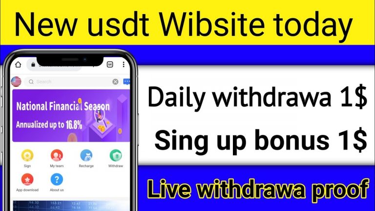 New usdt platform today||Sing up bonus 1$||Live withdrawa proof||Earn App 2023||Make money||