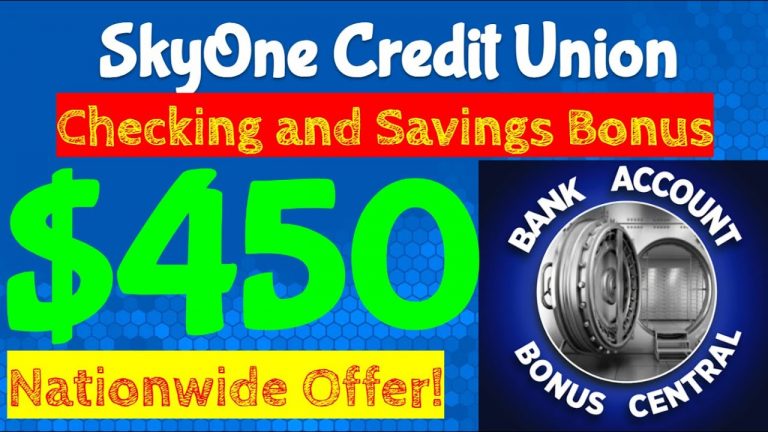 SkyOne Credit Union $450 Checking and Savings Account Bonus! Nationwide Offer! Best Side Hustle 2023