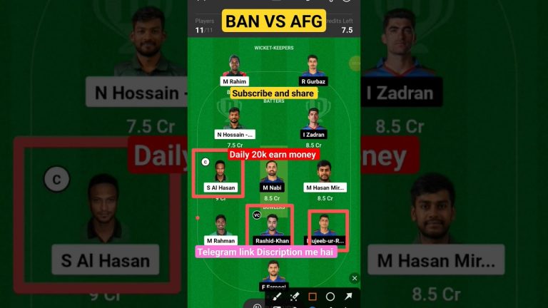 Ban vs afg Match dream11 gl Team l afg vs ban dream11 prediction l gl 1st prize 2 crores win tips