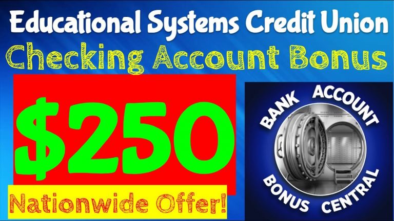 Education Systems Federal Credit Union $250 Checking Account Bonus NATIONWIDE Offer BEST Side Hustle