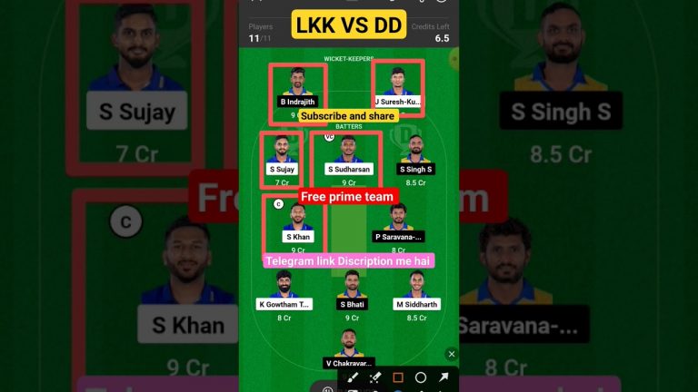 Lkk vs dd Match dream11 gl Team l dd vs lkk dream11 prediction l gl 1st prize 2 crores win tips