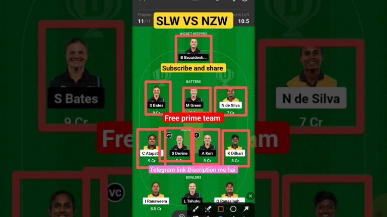 Slw vs nzw Match dream11 gl Team l nzw vs slw dream11 prediction l gl 1st prize 2 crores win tips