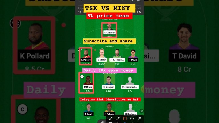 Tsk vs miny Match dream11 gl Team l miny vs tsk dream11 prediction l gl 1st prize 2 crores win tips