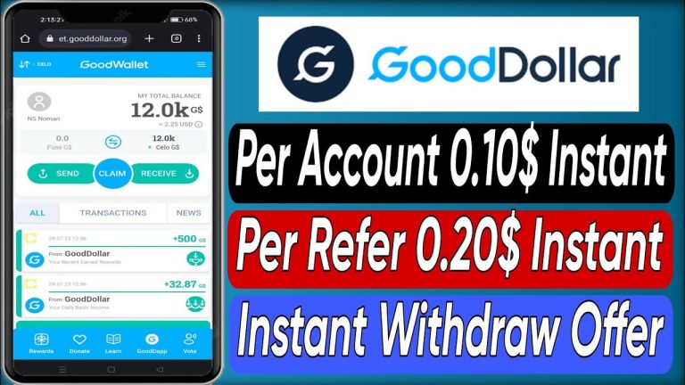 GoodDollar 0.10$ New Airdrop Today | 0.20$ Per Refer | New Airdrop Instant Withdraw | Crypto Loot