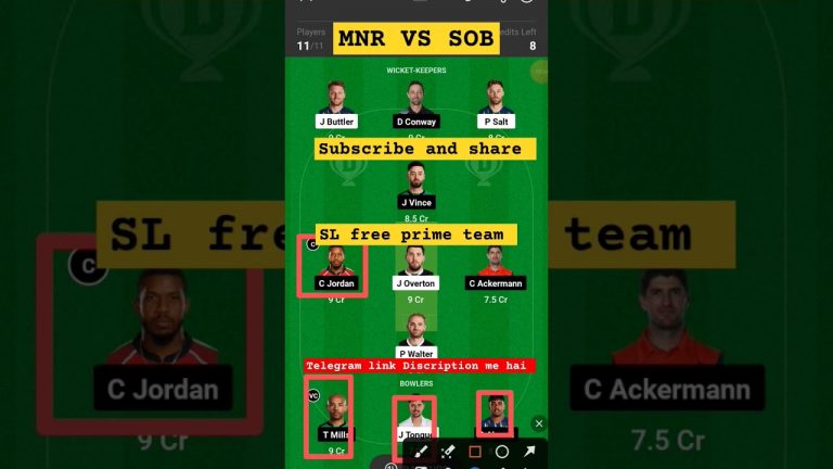 Mnr vs sob l sob vs mnr dream11 team l gl sl free prime team l 5 lakhs free giveaway l gl 1cr win