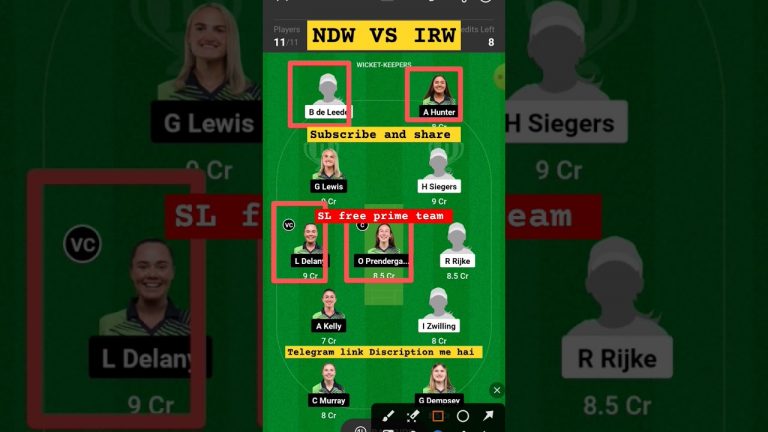 Ndw vs irw Match dream11 gl Team l irw vs ndw dream11 prediction l gl 1st prize 2 crores win tips