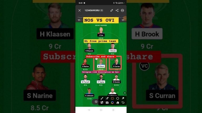 Nos vs ovi Match dream11 gl Team l ovi vs nos dream11 prediction l gl1st prize 2 crores win tips