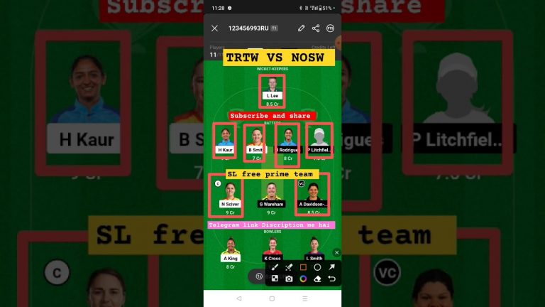 Trtw vs nosw Match dream11 gl Team l nosw vs trtw dream11 prediction l gl1st prize 2 crores win tips