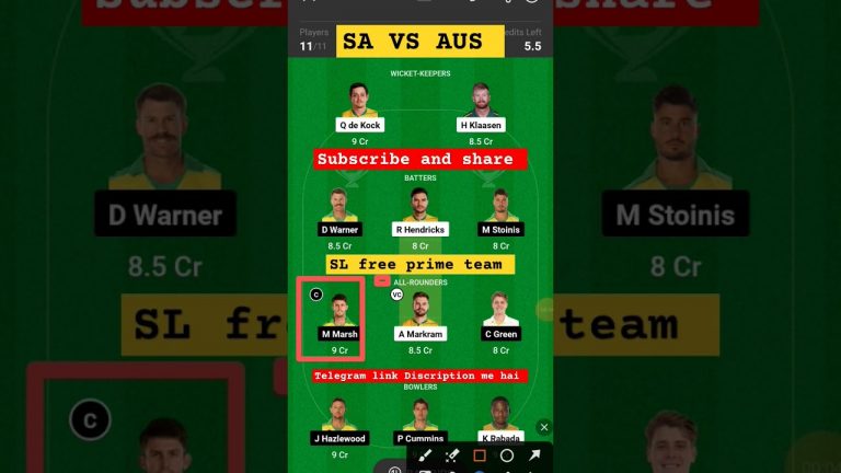 Aus vs sa l sa vs aus dream11 team l gl free prime team l 2 cr win tips and team