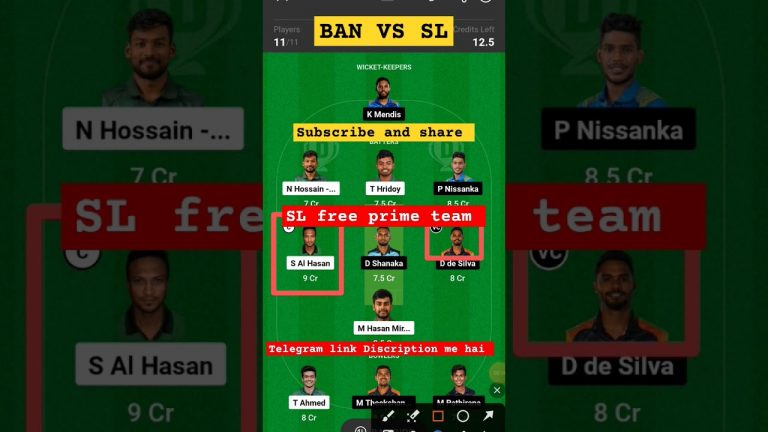 Ban vs sl l sl vs ban dream11 team l vision11 free prime team l 5 lakhs free giveaway l gl 1cr win