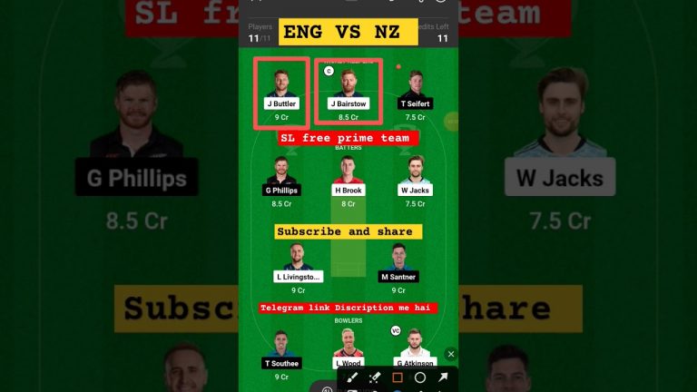 Eng vs NZ l nz vs eng dream11 team l vision11 free prime team l 5 lakhs free giveaway l gl 1cr win