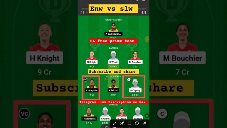 Engw vs slw dream11 team l vision11 free prime team l 5 lakhs free giveaway l gl 1cr win