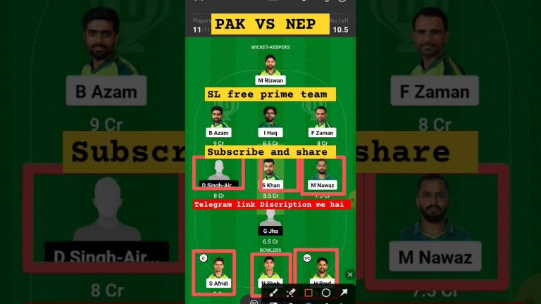 Pak vs nep l nep vs pak asia cup dream11 team l vision11 free prime team l 5 lakhs free giveaway