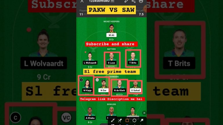 Pkw vs saw l saw vs pkw dream11 team l vision11 free prime team l 5 lakhs free giveaway l gl 1cr win